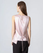Blouse en Soie à Col Rond Sans Manches pour Femmes